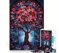 Albero della Vita in Vetro Colorato, Puzzle da 1000 Pezzi per Adolescenti, Gioco di Logica Stimolante, Divertimento Tempo Libero, Bordo Trasparente, Oggetto da Collezione 50x75cm