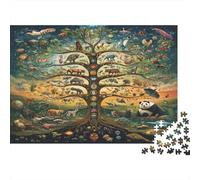 Albero della vita Jigsaw Puzzle Impossible 1000 Pezzi Animali della giungla Decorazione Per La Casa. Giochi Rilassamento E Intelligence Per Adulti E Ragazzi Da 14 Anni 1000pcs (75x50cm)