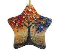 Albero Della Vita, Note Musicali E Note, Dipinto Colorato Christmas Party Bomboniere Ciondoli Natalizi Con Cordino Ornamento In Ceramica Natalizia Ceramica Ciondoli Decorazione Albero Di Natalizia