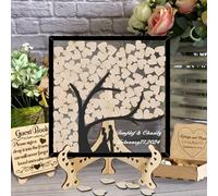 Albero della vita personalizzato Libro degli ospiti di nozze Albero della famiglia alternativo Idee per il libro degli ospiti in legno Cuori di legno per il segno del libro degli ospiti di nozze