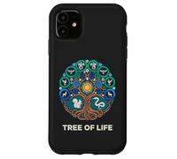 Albero della vita, simbolo, con, cervi, uccelli, e, draghi Custodia per iPhone 11