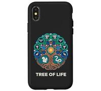 Albero della vita, simbolo, con, cervi, uccelli, e, draghi Custodia per iPhone X/XS