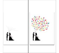 Albero Delle Impronte Digitali per Matrimonio Albero delle impronte digitali del matrimonio Libro degli ospiti Firma Pittura Bacio della coppia Festa I migliori auguri(Color07,40x60cm 16x24inch)