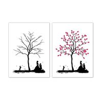 Albero Delle Impronte Digitali per Matrimonio Albero delle impronte digitali del matrimonio Libro degli ospiti Firma Pittura Bacio della coppia Festa I migliori auguri(Color05,60x80cm 24x32inch)
