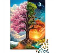 Albero delle Quattro Stagioni Puzzle 1000 Pezzi Carta Gioco di Puzzle 1000 Pezzi Paesaggio Artistico Relax Famiglia Regalo Casa 70x50cm/1000pcs