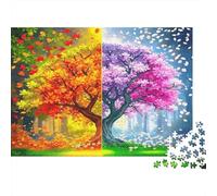 Albero delle Quattro Stagioni Puzzle 1000 Pezzi Carta Puzzle per Adulti Scena Stagionale Colorata Relax Decorazione Casa Regalo Famiglia 70x50cm/1000pcs