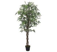Albero di acero artificiale, 200 cm, con 756 foglie, pianta artificiale verde in fibra tessile e tronco di legno, vaso in plastica, facile da pulire, per soggiorno, ufficio, balcone e giardino
