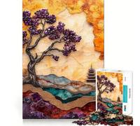 Albero di ametista ﹨u Pagoda Puzzle da 1000 pezzi per adolescenti Gioco di apprendimento cognitivo Zero Gap Perfetto incastro Compatto Divertimento per il tempo di gioco in famiglia (38x26cm)