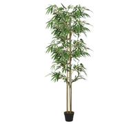 Albero di bambù artificiale, 200 cm, con 1520 foglie in fibra tessile e tronchi di bambù, vaso in plastica, facile da pulire, per soggiorno, ufficio, balcone, giardino, decorazione per interni ed