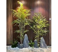 Albero di bambù artificiale, piante di bambù finte alte, parete verde di bambù finto, palo di bambù vero + foglie di gomma finta, per decorazioni per interni ed esterni,1.2m/3.94ft