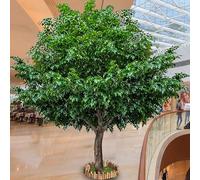 Albero di Banyan artificiale con recinzione+prato+robusta base in ferro, alberi artificiali decorativi fatti a mano, albero floreale realistico,rami in legno massello,arredamento per la casa,300*300cm