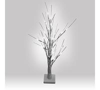 Albero di betulla decorativo da 60 cm con luci a Led Bianco Ghiaccio a batterie decorativo per festività Natalizie Pasquali Matrimoni arredo casa interno