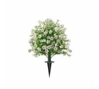 Albero di bosso artificiale a sfera, con picchetto per esterni, decorazione da giardino e cortile, in plastica resistente ai raggi UV, 60 x 40 cm, confezione da 1 (bianco)