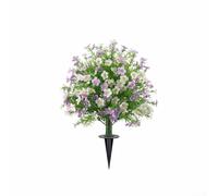 Albero di bosso artificiale a sfera, con picchetto per esterni, decorazione da giardino e cortile, in plastica resistente ai raggi UV, 60 x 40 cm, 1 confezione (viola e bianco)