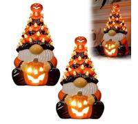 Albero di ceramica nostalgico di Halloween, albero nano di zucca con luce LED, decorazione da tavolo pre-illuminata da 28 cm, alimentata a batteria, regalo di inaugurazione della casa per le vacanze