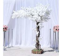 Albero di ciliegio Artificiale, con Tronco in Legno Naturale e Fiori realistici, Decorazione Fatta a Mano per casa, Ufficio, Feste e Matrimoni,C,1.2 * 1