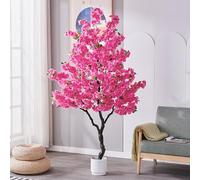 Albero di ciliegio artificiale fatto a mano, pianta di fiori finti per decorazione di matrimoni per interni ed esterni, 110 cm, colore rosso rosato, perfetto per la decorazione di casa ed eventi