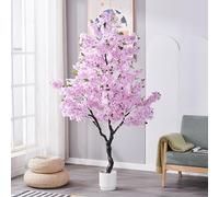 Albero di ciliegio artificiale realizzato a mano, 110 cm, fiore di ciliegio viola, decorazione per interni ed esterni, elegante composizione floreale