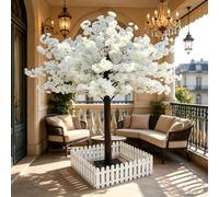 Albero di ciliegio artificiale realizzato a mano in seta con base stabilizzante, facile da montare per interni ed esterni