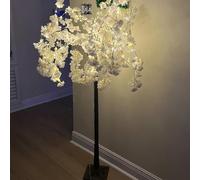 Albero di ciliegio illuminato, albero artificiale a LED, 1,2 m, albero di fiori di ciliegio rosa, con luce per decorazione di interni, cortile di famiglia, festa di matrimonio, festa di Natale, bianco
