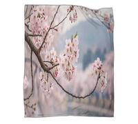 Albero di ciliegio Stampa 3D Fiore bianco rosa Coperta Tiro Bambini Coperta Da Viaggio Leggera Per Tutte Le Stagioni Peluche Microfibra Per Divano Letto E Divano Per Adulti 70x80inch(180x200cm)