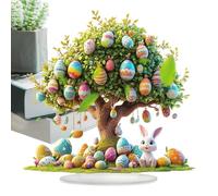 Albero di Coniglietto Pasquale - Centrotavola da Tavolo a Forma di, Decorazione 2D in Acrilico per Giardino, Cortile, Prato Primaverile, per Esterni, Patio, aiuola, Recinzione, Balcone