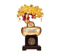 Albero di cristallo Albero della fortuna in citrino con base alta, decorazione for inaugurazione della casa con apertura del lingotto d'oro della fortuna Albero di cristallo Feng Shui(Gold)