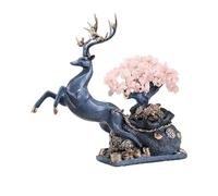 Albero di cristallo Home Albero della fortuna di cristallo con ornamento di cervo, decorazione staccabile di denaro Feng Shui Albero di cristallo Feng Shui(Pink)
