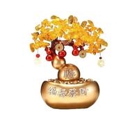 Albero di cristallo Ornamenti for albero dei soldi con pietre preziose Feng Shui, lingotti d'oro con zucca della fortuna e citrino Albero di cristallo Feng Shui(Gold)