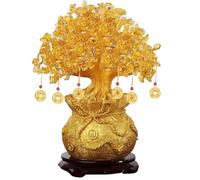 Albero di Denaro in Denaro per la Moneta per Monete di Rame con Base di Monete di Cinese con Base di citrini a Sospensione di Moneta di Rame con d'oro per ricchezza e buona Fortuna, Regal