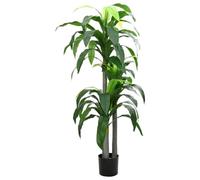 Albero di drago artificiale, 180 cm, con 36 foglie verdi in PEVA, tronco di bambù con copertura in plastica, vaso di cemento stabile, pianta da interni facile da pulire, per soggiorno, ufficio