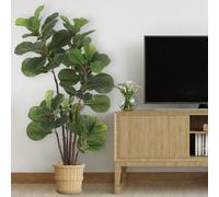 Albero di fico a foglia di violino artificiale (Ficus Lyrata), pianta artificiale alta 120 cm / 150 cm con 72 / 102 foglie in un vaso - decorazione per il soggiorno, l'ufficio, il giardino e altro anc