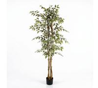 ALBERO DI FICUS ARTIFICIALE 180cm 2 FUSTI 18 RAMI PIANTA DECORATIVA REALISTICA