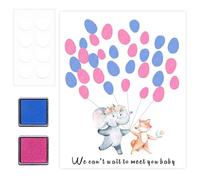 Albero di Impronte digitali per Feste con rivelazione di Genere, Set di Decorazioni per Feste per Rivelare Il, 1 Set Genere Rivelare Idee Inviti Decorazioni del Partito, Baby Shower Libro degli Ospiti