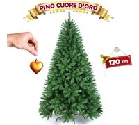 Albero Di Natale 120 Cm Pino Cuore D'oro Verde Folto 265 Rami Base A Croce