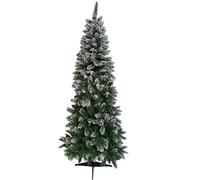 Albero di natale 150 cm verde bianco innevato a metà da parete muro slim salvaspazio folto artificiale decorazione natalizia ambienti casa negozio ufficio locali commerciali