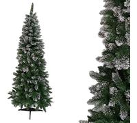 Albero di natale 180 cm verde bianco innevato a metà da parete muro slim salvasp
