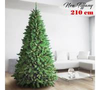 Albero Di Natale 210cm New Tiffany Super Folto 1078 Rami Pino Verde Base a Croce