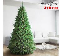 Albero Di Natale 240cm New Tiffany Super Folto 1516 Rami Pino Verde Base a Croce