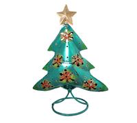 Albero di Natale a Forma Di Portacandele Tea Light, Dipinto Acciaio, Fiera Trade