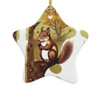 Albero di Natale a forma di scoiattolo che mangia noci, decorazioni natalizie da appendere in ceramica, ideali per progetti artigianali per decorare e appendere