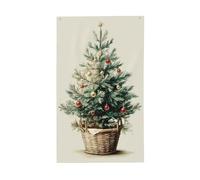 Albero di Natale ad acquerello in un cestino bandiere per la casa, 3 x 1,5 m, striscione di auguri con occhielli per interni ed esterni, decorazioni per la casa