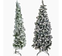 Albero di natale ad angolo bianco innevato da parete slim salvaspazio cm210 finto artificiale muro stretto