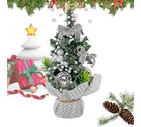 Albero di Natale - Albero di Natale | albero di Natale artificiale da 8,27 pollici con palline di fiocco e bacche | Ornamenti per la casa Pino artificiale da collezione per