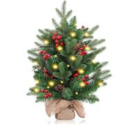 Albero di Natale,Albero di Natale Artificiale con Luci a LED, Mini Albero di Natale da Tavolo da 50 cm, Floccaggio Misto a Punta in PVC, Decorazioni Natalizie per Interni ed Esterni