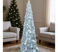 Albero di Natale all'aperto, albero di Natale realistico 59in decorazione di ornamenti realistici con design del fiocchi di neve per un appartamento per le vacanze da tavolo da portico