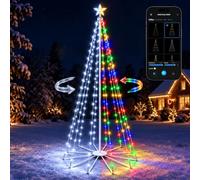 Albero di Natale all'aperto astuto di 2.4M si accende su, 252LED con la | Multicolore/bianco freddo, timer, controllo tramite app, controllo di gruppo, decorazione natalizia per esterni, cortile