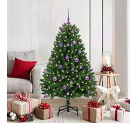 Albero di Natale artificiale 150 cm 150 LED Bianco caldo Verde