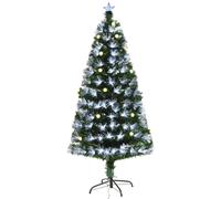 Albero di Natale Artificiale 150 cm 180 Rami con Luce LED Fibre Ottiche Pino Verde
