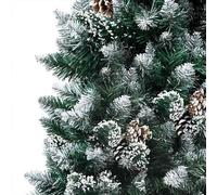 Albero di Natale artificiale, 150 cm, con illuminazione, sfere e coni, PVC, acciaio e plastica, decorazione per le festività del soggiorno, decorazione natalizia